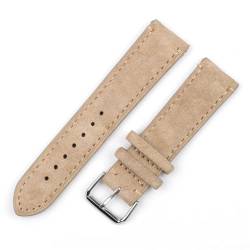 GeRnie Vintage Suede Watch Strap 18mm 20mm 22mm 24mm Handmade Leather Watchband Replacement Tan Gray Beige Color For Men Women Watches (Color : Beige-side wire, Size : 22mm) von GeRnie
