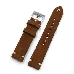 GeRnie Vintage Suede Watch Strap 18mm 20mm 22mm 24mm Handmade Leather Watchband Replacement Tan Gray Beige Color For Men Women Watches (Color : Brown, Size : 20mm) von GeRnie