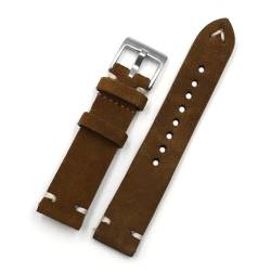 GeRnie Vintage Suede Watch Strap 18mm 20mm 22mm 24mm Handmade Leather Watchband Replacement Tan Gray Beige Color For Men Women Watches (Color : Coffee, Size : 22mm) von GeRnie