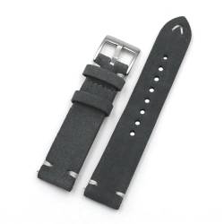 GeRnie Vintage Suede Watch Strap 18mm 20mm 22mm 24mm Handmade Leather Watchband Replacement Tan Gray Beige Color For Men Women Watches (Color : Dark gray, Size : 20mm) von GeRnie