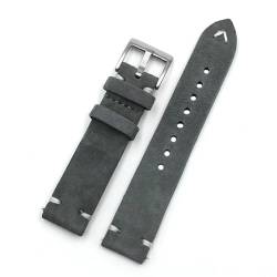 GeRnie Vintage Suede Watch Strap 18mm 20mm 22mm 24mm Handmade Leather Watchband Replacement Tan Gray Beige Color For Men Women Watches (Color : Gray, Size : 22mm) von GeRnie