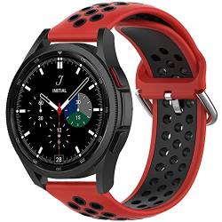 Geageaus 20mm Armband Kompatibel für Samsung Galaxy Watch 5/Watch 4 40mm 44mm, Silikon Armband für Galaxy Watch 4 Classic 42mm 46mm/Watch 5 Pro 45mm(20mm,Rot/Schwarz) von Geageaus