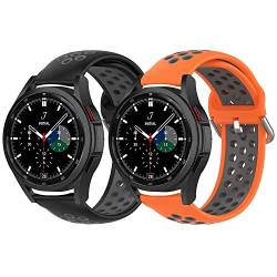 Geageaus 20mm Armband Kompatibel mit Samsung Galaxy Watch 4/Watch 5/Active 2 40/44mm/Watch 3 41mm, Silikon Sport Armband für Garmin Vivoactive 3/Vivomove HR(20mm,Orange/Grau+Schwarz/Grau) von Geageaus