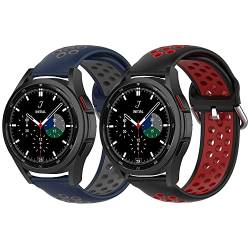 Geageaus 20mm Armband Kompatibel mit Samsung Galaxy Watch 4/Watch 5/Active 2 40mm 44mm, Silikon Armband für Garmin Vivoactive 3/Vivomove HR(20mm,Blau/Grau+Schwarz/Rot) von Geageaus