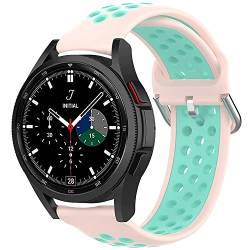 Geageaus 20mm Armband Kompatibel mit Samsung Galaxy Watch 5 44mm 40mm/Watch 5 Pro 45mm, Weiches Silikon Ersatzarmband Uhrenarmband Sportarmband(20mm,Rosa/Grün) von Geageaus