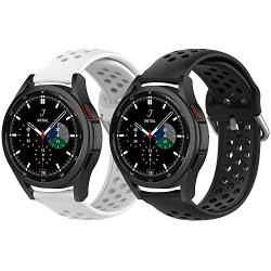 Geageaus 20mm Silikon Armband für Samsung Galaxy Watch 4 40mm 44mm, Sport armband für Galaxy Watch 5 40mm 44mm Damen Herren(20mm,Weiß+Schwarz) von Geageaus