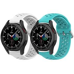 Geageaus 20mm Silikon Sport Uhrenarmband Kompatibel mit Samsung Galaxy 42mm/Galaxy Watch 4 40mm 44mm/Galaxy Watch 3 41mm,/Huawei Watch 2/GT 3 42mm(20mm,Weiß+Grün) von Geageaus