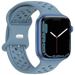 Geageaus Armbänder kompatibel mit Apple Watch 38/40/41/42/44/45/49mm für Damen Herren, Silikon Armband für Apple Watch Series 8 7 6 5 4 3 2 1 SE,Ultra (38/40/41mm,Blau) von Geageaus