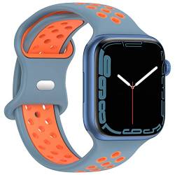 Geageaus Armbänder kompatibel mit Apple Watch 38/40/41/42/44/45/49mm für Damen Herren, Silikon Armband für Apple Watch Series 8 7 6 5 4 3 2 1 SE,Ultra (38/40/41mm,Blau/Orange) von Geageaus