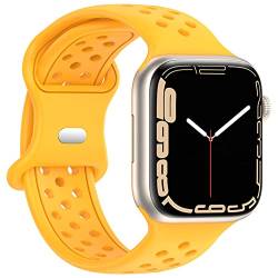 Geageaus Armbänder kompatibel mit Apple Watch 38/40/41/42/44/45/49mm für Damen Herren, Silikon Armband für Apple Watch Series 8 7 6 5 4 3 2 1 SE,Ultra (38/40/41mm,Gelb) von Geageaus
