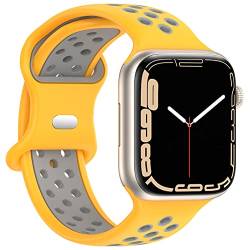 Geageaus Armbänder kompatibel mit Apple Watch 38/40/41/42/44/45/49mm für Damen Herren, Silikon Armband für Apple Watch Series 8 7 6 5 4 3 2 1 SE,Ultra (38/40/41mm,Gelb/Grau) von Geageaus