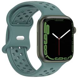 Geageaus Armbänder kompatibel mit Apple Watch 38/40/41/42/44/45/49mm für Damen Herren, Silikon Armband für Apple Watch Series 8 7 6 5 4 3 2 1 SE,Ultra (38/40/41mm,Grun) von Geageaus