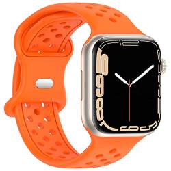 Geageaus Armbänder kompatibel mit Apple Watch 38/40/41/42/44/45/49mm für Damen Herren, Silikon Armband für Apple Watch Series 8 7 6 5 4 3 2 1 SE,Ultra (38/40/41mm,Orange) von Geageaus