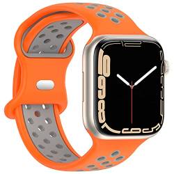 Geageaus Armbänder kompatibel mit Apple Watch 38/40/41/42/44/45/49mm für Damen Herren, Silikon Armband für Apple Watch Series 8 7 6 5 4 3 2 1 SE,Ultra (38/40/41mm,Orange/Grau) von Geageaus