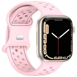 Geageaus Armbänder kompatibel mit Apple Watch 38/40/41/42/44/45/49mm für Damen Herren, Silikon Armband für Apple Watch Series 8 7 6 5 4 3 2 1 SE,Ultra (38/40/41mm,Rosaer) von Geageaus