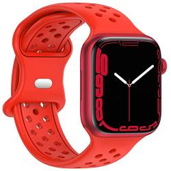 Geageaus Armbänder kompatibel mit Apple Watch 38/40/41/42/44/45/49mm für Damen Herren, Silikon Armband für Apple Watch Series 8 7 6 5 4 3 2 1 SE,Ultra (38/40/41mm,Roter) von Geageaus