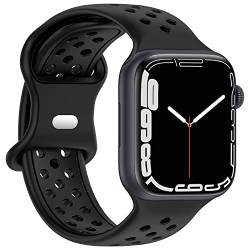 Geageaus Armbänder kompatibel mit Apple Watch 38/40/41/42/44/45/49mm für Damen Herren, Silikon Armband für Apple Watch Series 8 7 6 5 4 3 2 1 SE,Ultra (38/40/41mm,Schwarz) von Geageaus