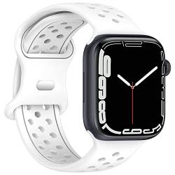 Geageaus Armbänder kompatibel mit Apple Watch 38/40/41/42/44/45/49mm für Damen Herren, Silikon Armband für Apple Watch Series 8 7 6 5 4 3 2 1 SE,Ultra (38/40/41mm,Weiß) von Geageaus