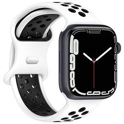 Geageaus Armbänder kompatibel mit Apple Watch 38/40/41/42/44/45/49mm für Damen Herren, Silikon Armband für Apple Watch Series 8 7 6 5 4 3 2 1 SE,Ultra (38/40/41mm,Weiß/Schwarz) von Geageaus