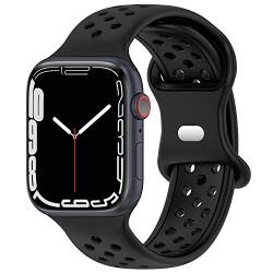 Geageaus Armbänder kompatibel mit Apple Watch 38/40/41/42/44/45/49mm für Damen Herren, Silikon Armband für Apple Watch Series 8 7 6 5 4 3 2 1 SE,Ultra (42/44/45/49mm,Black) von Geageaus