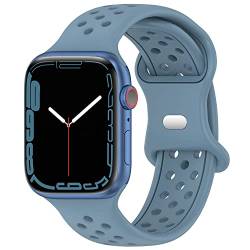 Geageaus Armbänder kompatibel mit Apple Watch 38/40/41/42/44/45/49mm für Damen Herren, Silikon Armband für Apple Watch Series 8 7 6 5 4 3 2 1 SE,Ultra (42/44/45/49mm,Blau) von Geageaus