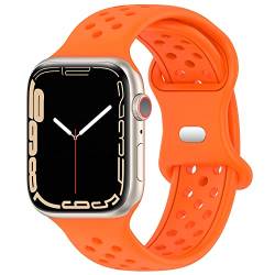 Geageaus Armbänder kompatibel mit Apple Watch 38/40/41/42/44/45/49mm für Damen Herren, Silikon Armband für Apple Watch Series 8 7 6 5 4 3 2 1 SE,Ultra (42/44/45/49mm,Orange) von Geageaus