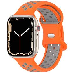 Geageaus Armbänder kompatibel mit Apple Watch 38/40/41/42/44/45/49mm für Damen Herren, Silikon Armband für Apple Watch Series 8 7 6 5 4 3 2 1 SE,Ultra (42/44/45/49mm,Orange/Grau) von Geageaus
