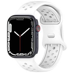 Geageaus Armbänder kompatibel mit Apple Watch 38/40/41/42/44/45/49mm für Damen Herren, Silikon Armband für Apple Watch Series 8 7 6 5 4 3 2 1 SE,Ultra (42/44/45/49mm,Weiß) von Geageaus