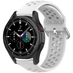 Geageaus Armband 20 mm Kompatibel mit Samsung Galaxy Watch 4/Galaxy Watch 5 40mm 44mm/Galaxy Watch 4 Classic 42mm 46mm/Galaxy Watch 5 Pro 45mm,Sport Uhrenarmband für Damen Herren(20mm,Weiß) von Geageaus
