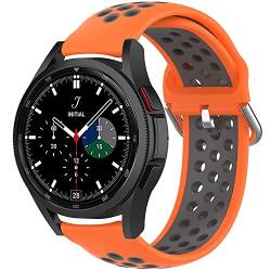 Geageaus Armband Kompatibel mit Samsung Galaxy Watch 5/Galaxy Watch 4/Active 2 40mm 44mm,20mm Silikon Uhrenarmband für Galaxy Watch 3 41mm/Gear S2 Classic/Garmin Vivo active 3 Music (Q-Orange/Grau) von Geageaus