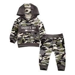 Geagodelia 2tlg Babykleidung Set Baby Jungen Kleidung Outfit Kapuzenpullover Top + Hose/Shorts Neugeborene Kleinkinder Weiche Babyset T-25683 (0-6 Monate, Camouflage 192 - Langarm) von Geagodelia