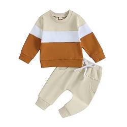 Geagodelia Baby Jungen Kleidung Set Langarmshirt und Hose Herbst Winter Bekleidungssets Neugeborenen Set Kleinkinder Outfits (C 01- Beige, 0-6 Monate) von Geagodelia