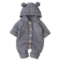 Geagodelia Baby Jungen Mädchen Overall Strampler Winteroverall Babykleidung Neugeborene Kleinkinder Weiche Langarm Kleidung Outfit Jumpsuit Herbst Winter T-35879 (3-6 Monate, Grau 79) von Geagodelia