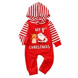 Geagodelia Baby Jungen Mädchen Strampler Overall Weihnachten Babykleidung Schlafstrampler Neugeborene Weiche Kleidung Weihnachtsoutfit My First Christmas (3-6 Monate, Rot - Weihnachtsmann) von Geagodelia