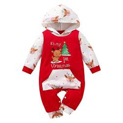 Geagodelia Baby Jungen Mädchen Strampler Overall Weihnachten Outfit Kleidung Weihnachtsoutfit Babykleidung Neugeborene Weiche Babyset My First Christmas (Rot 58 - Weihnachtsbaum, 0-3 Monate) von Geagodelia