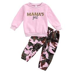 Geagodelia Baby Kinder Mädchen Kleidung Outfit Babykleidung Kinderkleidung Set Langarmshirt Top + Camouflage Hose Neugeborene Weiche Babyset (Mama's Girl, 1-2 Jahre) von Geagodelia