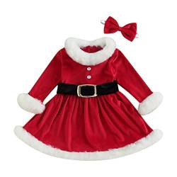 Geagodelia Baby Kinder Mädchen Weihnachten Kleid Outfit Prinzessin Weihnachtskleid Weihnachtsoutfit Langarm Babykleidung Kuschelige Kleidung (Rot 05, 12-18 Monate) von Geagodelia