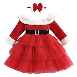 Geagodelia Baby Kinder Mädchen Weihnachten Kleid Outfit Prinzessin Weihnachtskleid Weihnachtsoutfit Langarm Babykleidung Kuschelige Kleidung (Rot 29, 2-3 Jahre) von Geagodelia