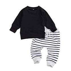 Geagodelia Baby Kleidung Jungen Sweatshirts Langarm Oberteile Hose Baby Neugeborenen Set Outfit Babykleidung Set (Schwarz, 18-24 Monate) von Geagodelia