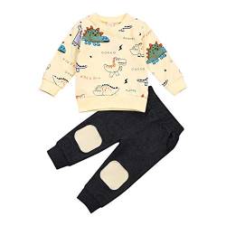 Geagodelia Baby Kleidung Jungen Sweatshirts Langarm Oberteile Hose Baby Neugeborenen Set Outfit Babykleidung Set (Tier Beige, 6-12 Monate) von Geagodelia