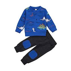 Geagodelia Baby Kleidung Jungen Sweatshirts Langarm Oberteile Hose Baby Neugeborenen Set Outfit Babykleidung Set (Tier Blau, 18-24 Monate) von Geagodelia