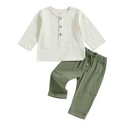 Geagodelia Baby Kleidung Set Junge Hose und Langarmshirt Bekleidungssets für Kleinkinder Baby Jungen Baumwolle Sommer Outfits (01 A - Grün, 12-18 Months) von Geagodelia