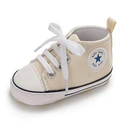 Geagodelia Baby Lauflernschuhe Weiche Krabbelschuhe Babyschuhe für Kleinkind Jungen Mädchen FX-12102 (12-18 Monate, Beige) von Geagodelia