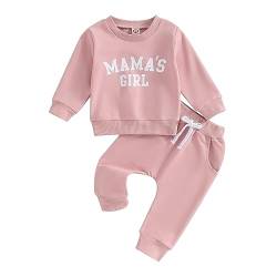 Geagodelia Baby Mädchen Kleidung Outfit Babykleidung Set Langarmshirt Sweatshirt + Hose Neugeborene Weiche Babyset Mama's Girl Zweiteiler (C - Pink, 0-6 Monate) von Geagodelia