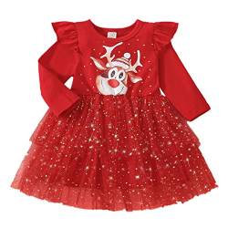 Geagodelia Baby Mädchen Weihnachten Kleid Outfit Prinzessin Weihnachtskleid Weihnachtsoutfit Langarm Babykleidung Neugeborene Weiche Kleidung My First Christmas (Rot 97, 18-24 Monate) von Geagodelia