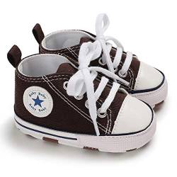 Geagodelia Baby Schuhe Krabbelschuhe Hausschuhe Lauflernschuhe Jungen Foot Chucks Sneaker Babyschuhe Baby Kleidung 0-6 Monate (Braun, 3-6 Monate) von Geagodelia