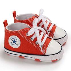 Geagodelia Baby Schuhe Krabbelschuhe Hausschuhe Lauflernschuhe Jungen Foot Chucks Sneaker Babyschuhe Baby Kleidung 0-6 Monate (Rot, 3-6 Monate) von Geagodelia