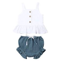 Geagodelia Babykleidung Kinderkleidung Set Baby Kinder Mädchen Kleidung Outfit Top Shirt + Shorts Neugeborene Weiche Strand Babyset Sommer T-35898 (3-4 Jahre, C - Weiß & Blau) von Geagodelia