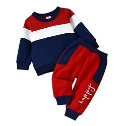 Geagodelia Babykleidung Set Baby Jungen Mädchen Outfit Kleidung Jogginganzug Sweatshirt Top + Hose Jogginghose Neugeborene Babyset T-58202 (Rot & Blau, 18-24 Monate) von Geagodelia