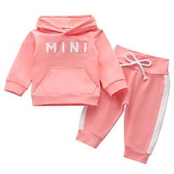 Geagodelia Babykleidung Set Baby Mädchen Kleidung Outfit Langarm Kapuzenpullover Top + Hose Neugeborene Kleinkinder Weiche Babyset T-47889 (6-12 Monate, Pink 707) von Geagodelia